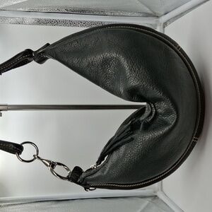 Fossil Black leather hobo Cresent shape bag EUC 15x7x2.5x18" Drop